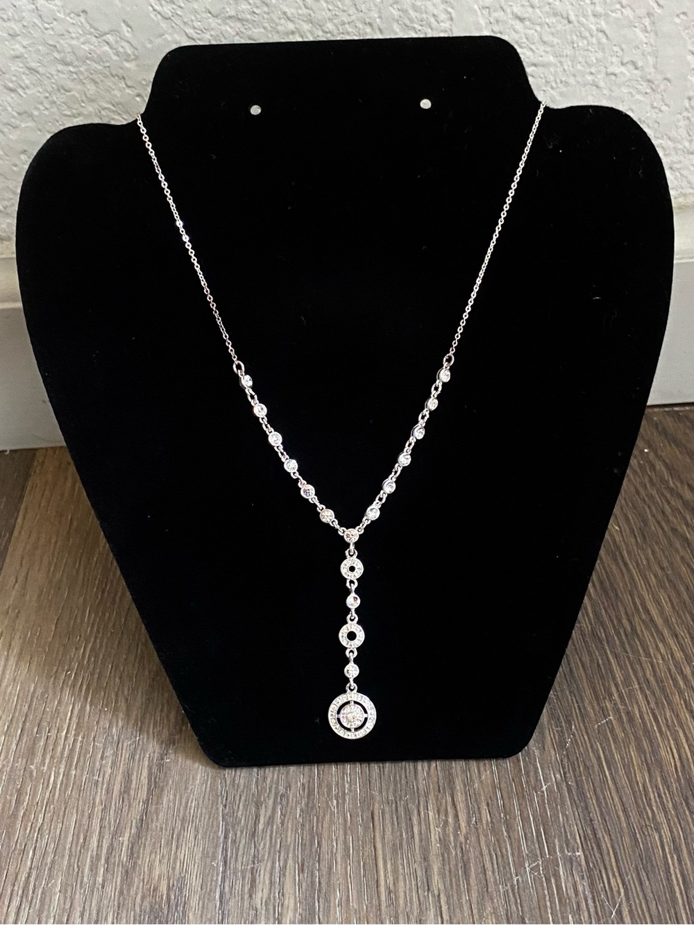 Elegant Silver Drop Pendant Necklace - Crystal Accents